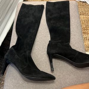 Stuart Weitzman black suede heeled boots
